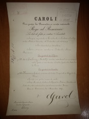 brevet semnatura originala regele carol 1 , 1 decembrie 1897 foto