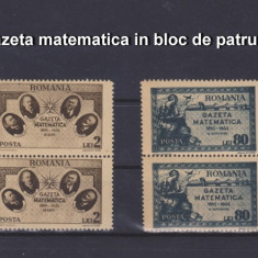 1945 - Gazeta matematica - serie completa in bloc de patru - MNH