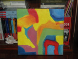 Pictura abstracta in ulei (30x30 cm) - sasiu de lemn, culori vii, nesemnat!, Nonfigurativ, Abstract