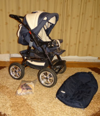 Carucior copii Adbor Baby Lux, roti mari, spatar rabatabil + Cadou Sac termic foto