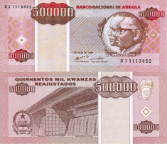 ANGOLA 500.000 kwanzas reajustados 1995 UNC!!! foto