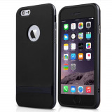 Husa hibrid silicon detalii navy ROCK Iphone 6 4,7&quot; + folie protectie ecran, Gri, iPhone 6/6S, Apple