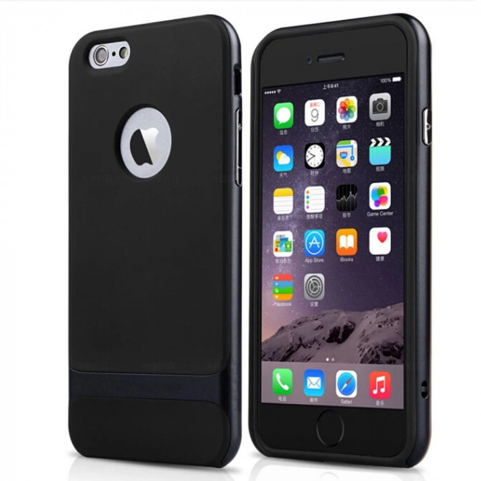 Husa hibrid silicon detalii navy ROCK Iphone 6 4,7&quot; + folie protectie ecran