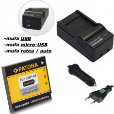 PATONA | Incarcator 4in1 USB + Acumulator compatibil Casio NP-60 NP60 NP 60 foto