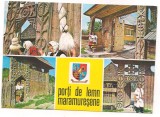 % carte postala (ilustrata)-MARAMURES-Porti de lemn, Circulata, Fotografie