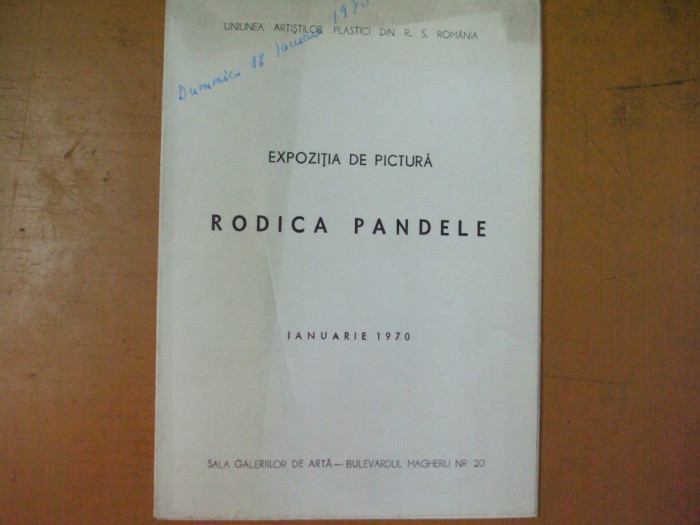 Rodica Pandele catalog expozitie pictura 1970 Bucuresti sala Magheru