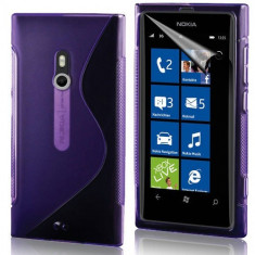 Husa Nokia Lumia 800 Silicon Gel Tpu S-Line Mov + Folie Ecran Inclusa foto