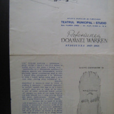 Program teatru stagiunea 1958 - Profesiunea doamnei Warren / Teatrul Municipal
