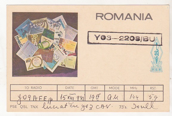 bnk cp Romania Carte postala QSL 1981