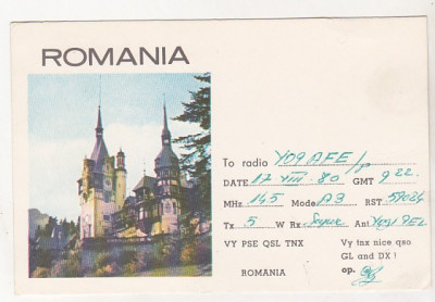 bnk cp Romania CP QSL 1980 - Sinaia - Castelul Peles foto