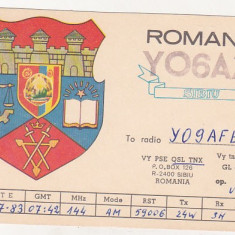 bnk cp Romania Carte postala QSL 1983 - Stema Sibiului