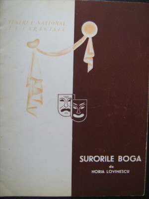 Program teatru stagiunea 1960 - Surorile Boga / Teatrul National IL Caragiale foto