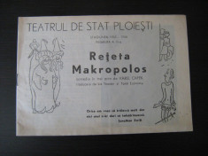 Program teatru stagiunea 1965 - Reteta Makropolos / Teatrul de Stat Ploiesti foto