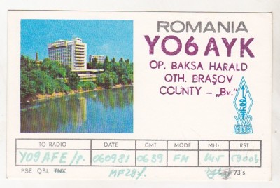 bnk cp Romania CP QSL 1981 - YO Aeards Program - YO-DC foto