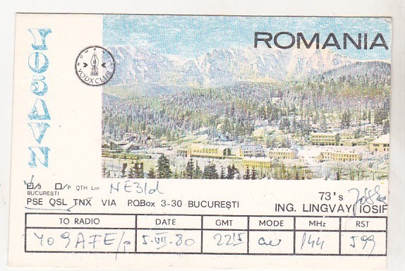 bnk cp Romania CP QSL 1980 - YODX Club
