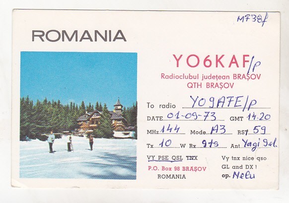 bnk cp Romania CP QSL 1973 - QTH Brasov