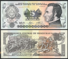 !!! HONDURAS - 5 LEMPIRAS 2003 - P 85c - UNC foto