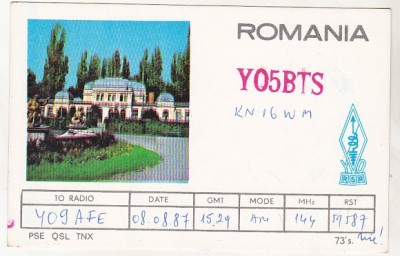 bnk cp Romania CP QSL 1987 - YO Awards Program - YO-NC foto