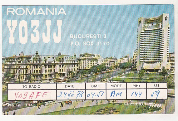 bnk cp Romania CP QSL 1978 - Hotel Intercontinental