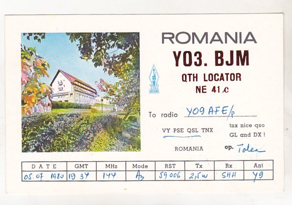 bnk cp Romania CP QSL 1980