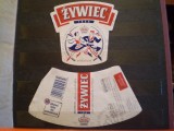 ETICHETA STICLA BERE ZYWIEC - POLONIA - FATA , VERSO , GAT - FOLOSITA .