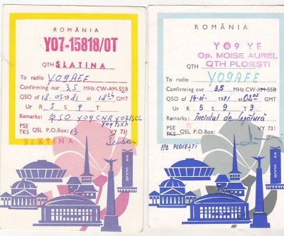 bnk cp Romania 2 CP QSL circulate foto