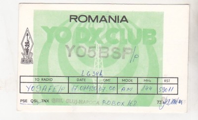 bnk cp Romania CP QSL 1980 YO DX Club award foto