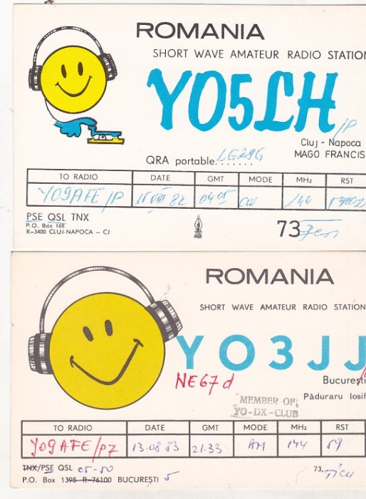 bnk cp Romania 2 x CP QSL