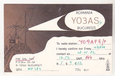 bnk cp Romania CP QSL 1982 foto