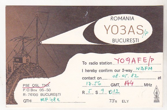 bnk cp Romania CP QSL 1982