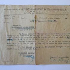 DOCUMENT ADM.PENTRU TRANSPORTURI CU AUTOVEHICULE R.A.T.A. 1949