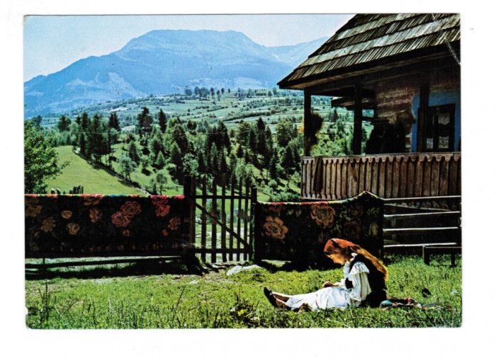 Carte Postala / vedere 1974, Muntii Rodnei, Vf Pietrosul, Maramures, costum trad