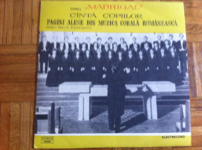 corul madrigal canta copiilor pagini alese din muzica corala disc vinyl lp VG++ foto