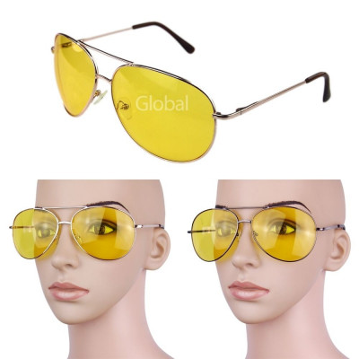 Ochelari de condus polarizati unisex model Aviator lentila galbena si pt soare foto