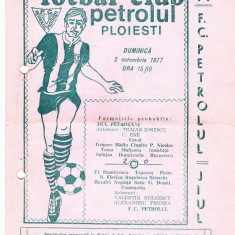 Program meci fotbal PETROLUL PLOIESTI - JIUL PETROSANI 02.10.1977