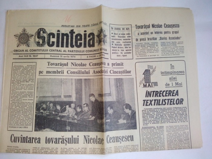Ziar SCANTEIA - duminica, 21 aprilie 1974 Nr. 9847
