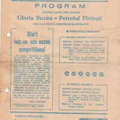 Program meci fotbal GLORIA BUZAU - PETROLUL PLOIESTI 08.03.1986