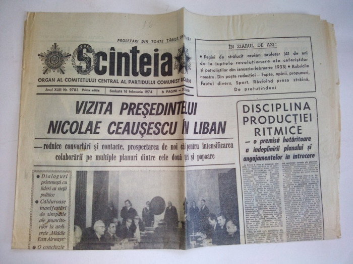 Ziar SCANTEIA - sambata, 16 februarie 1974 Nr. 9783