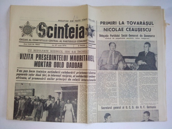 Ziar SCANTEIA - joi, 27 iunie 1974 Nr. 9905