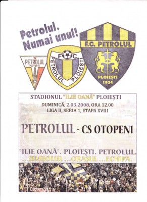 Program meci fotbal PETROLUL PLOIESTI - CS OTOPENI 02.03.2008 foto