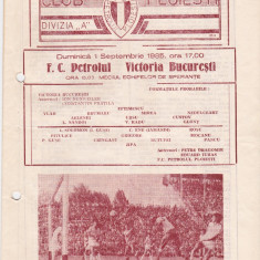 Program meci fotbal PETROLUL PLOIESTI - VICTORIA BUCURESTI 01.09.1985