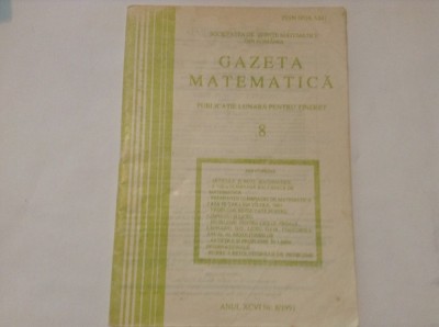 GAZETA MATEMATICA NR 8/1991,rm1 foto