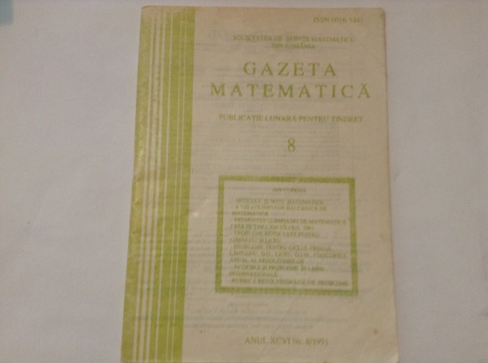 GAZETA MATEMATICA NR 8/1991,rm1