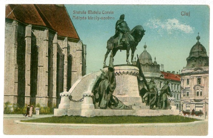 1932 - CLUJ, statue Matei Corvin - old postcard - unused - 1925