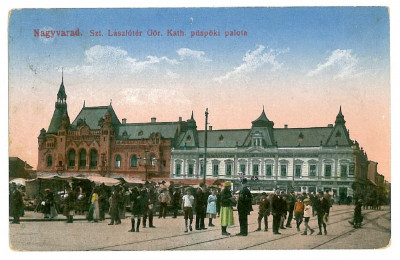 1721 - ORADEA, Market - old postcard - used - 1917 foto