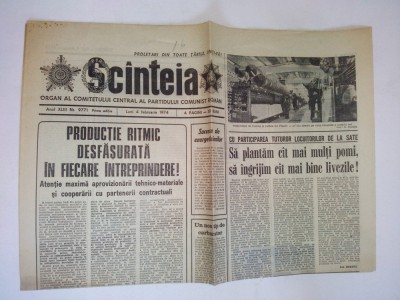 Ziar SCANTEIA - luni 4 februarie 1974 Nr. 9771 foto