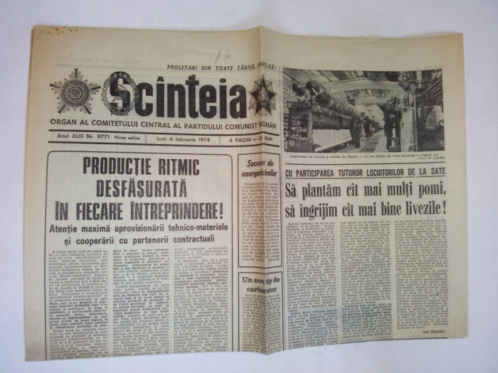 Ziar SCANTEIA - luni 4 februarie 1974 Nr. 9771