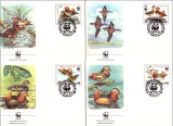 COREEA DE NORD 1987 WWF PASARI PROTEJATE RATE MANDARIN - SET 4 FDC-URI