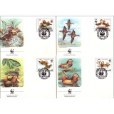 COREEA DE NORD 1987 WWF PASARI PROTEJATE RATE MANDARIN - SET 4 FDC-URI