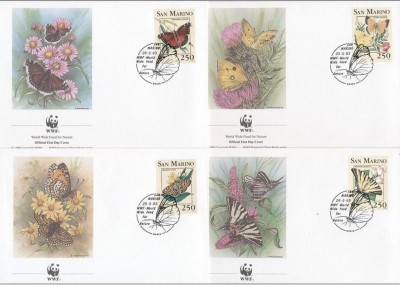 SAN MARINO 1993 WWF FLUTURI - SET 4 FDC-URI foto